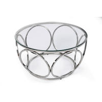 COUCHTISCH Sicherheitsglas, Klarglas 80/80/40 cm rund Klar, Silberfarben  - Klar/Silberfarben, Design, Glas/Metall (80/80/40cm) - Livetastic