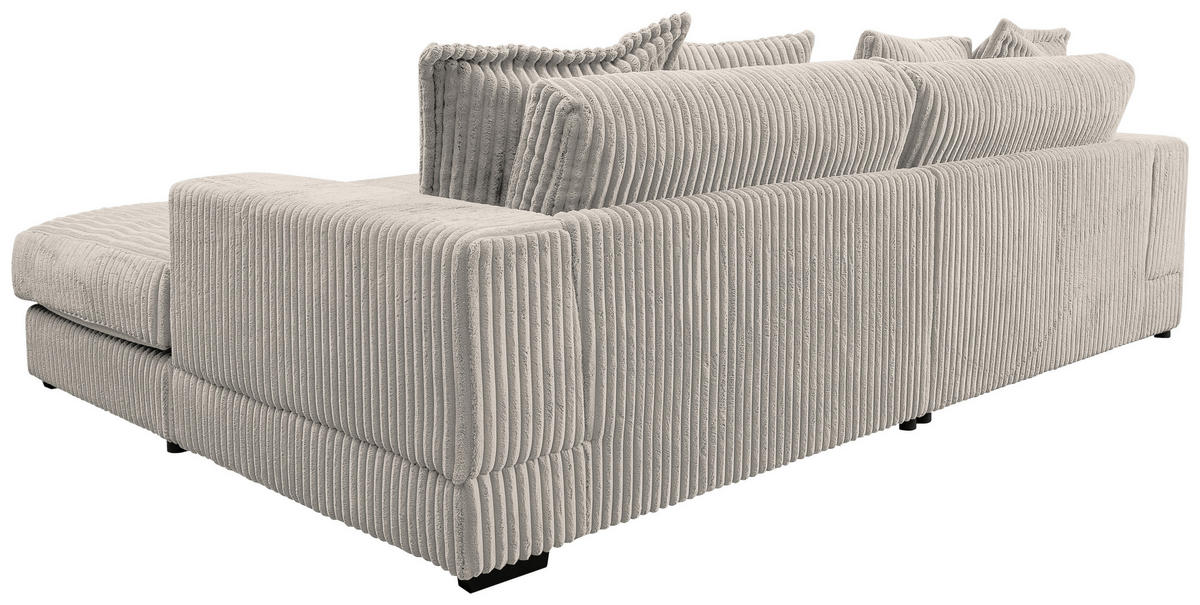 ECKSOFA in Cord Hellgrau  285/195 cm  - Hellgrau/Schwarz, Design, Kunststoff/Textil (285/195cm) - MID.YOU