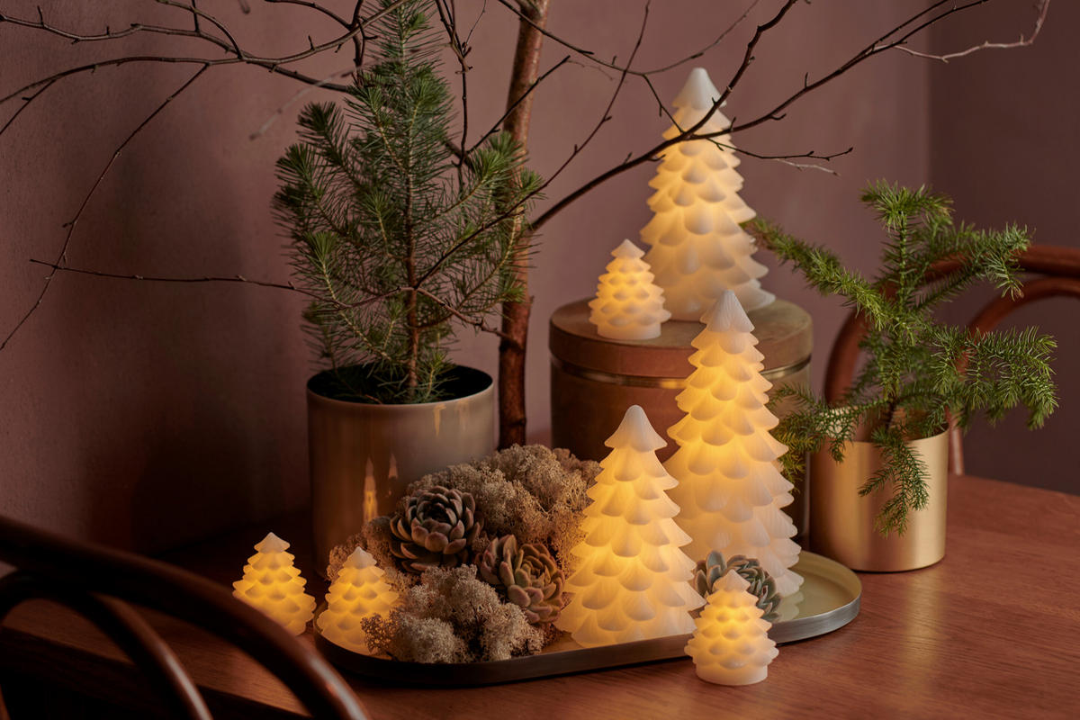 LED-KERZE  - Weiß, KONVENTIONELL, Naturmaterialien (13/23cm)