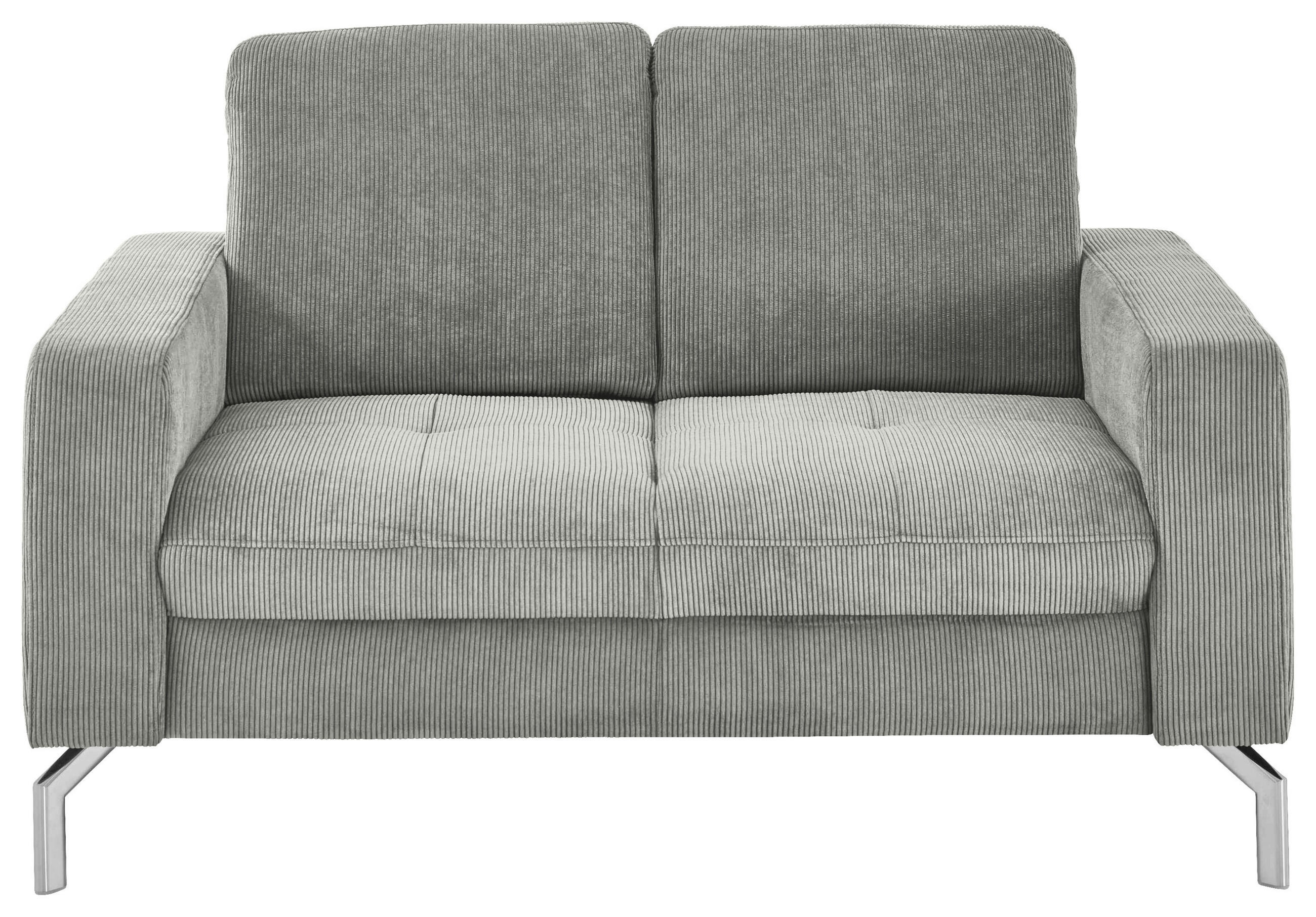 2-SITZER-SOFA  in Feincord Silberfarben  - Chromfarben/Silberfarben, Design, Textil/Metall (142/87/105cm) - Beldomo Style