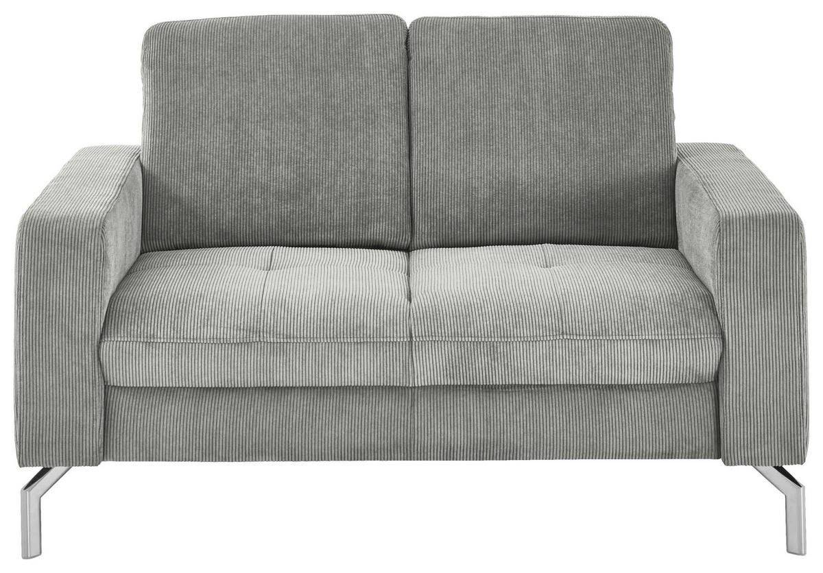 2-SITZER-SOFA  in Feincord Silberfarben  - Chromfarben/Silberfarben, Design, Textil/Metall (142/87/105cm) - Beldomo Style