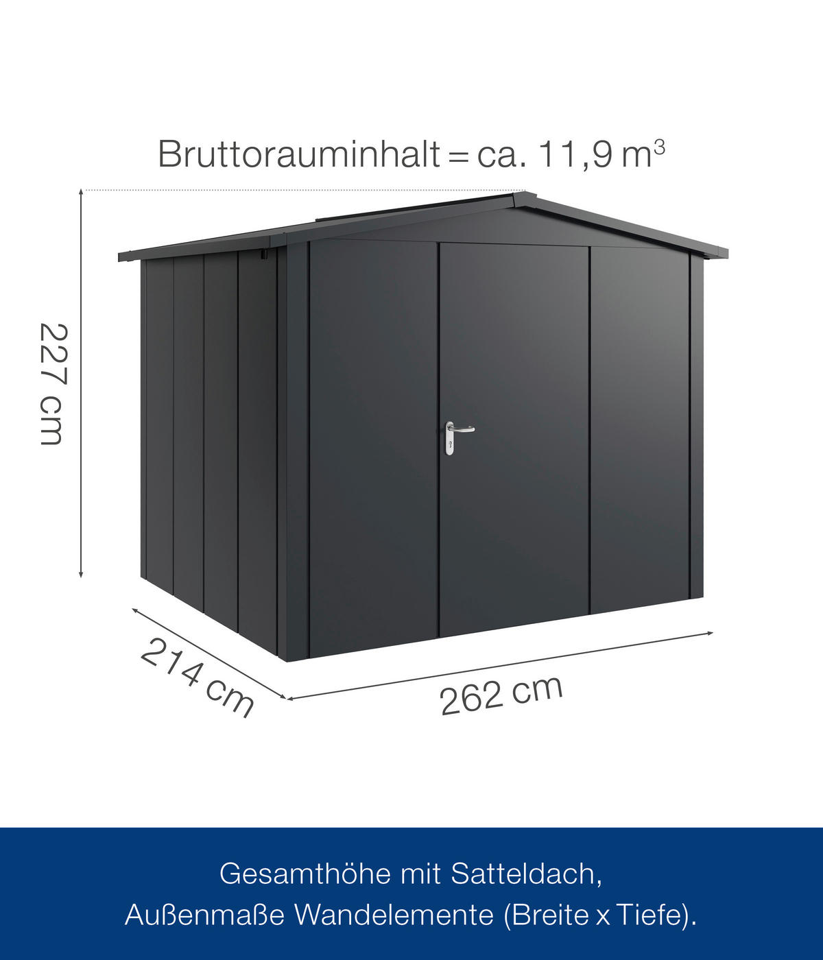GERÄTEHAUS 285/227/229 cm  - Anthrazit, Basics, Metall (285/227/229cm)