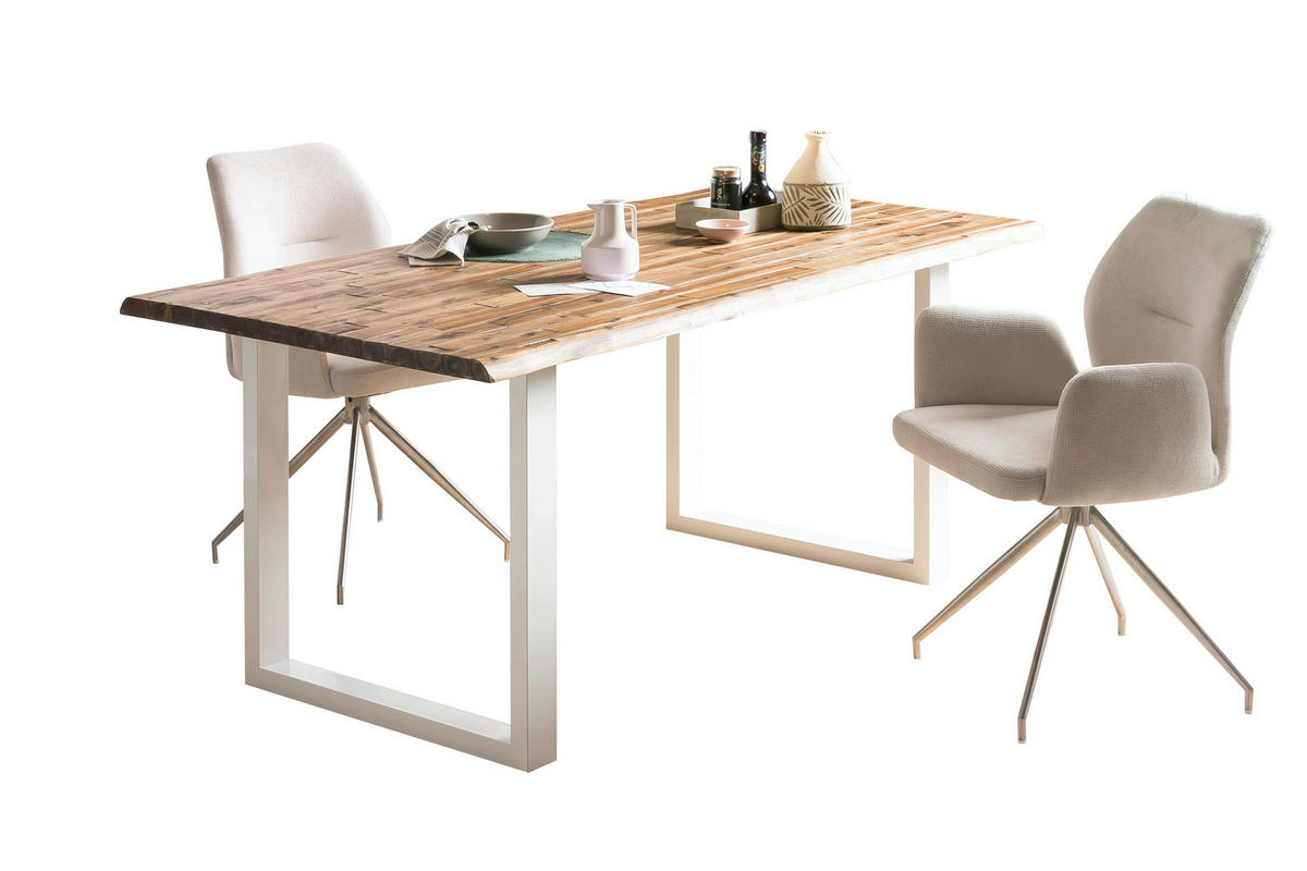 ESSTISCH in Holz 180/90/75 cm   - Weiß/Naturfarben, MODERN, Holz/Metall (180/90/75cm) - Livetastic