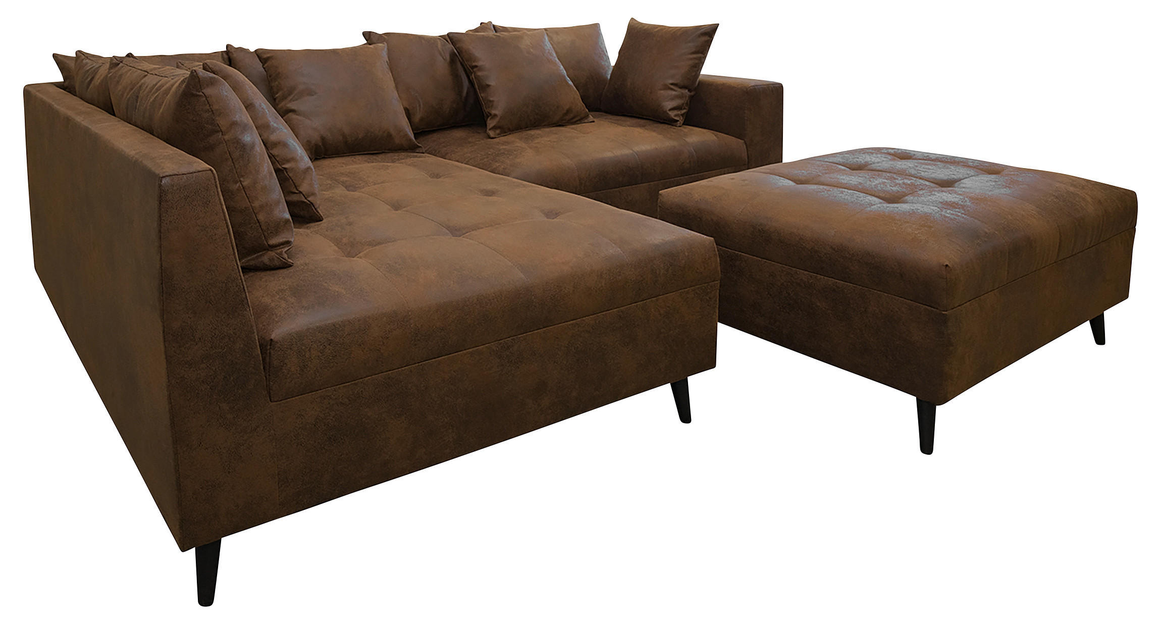 KUTNA GARNITURA tekstil  smeđa   - crna/smeđa, Design, tekstil/drvo (174/247cm) - MID.YOU