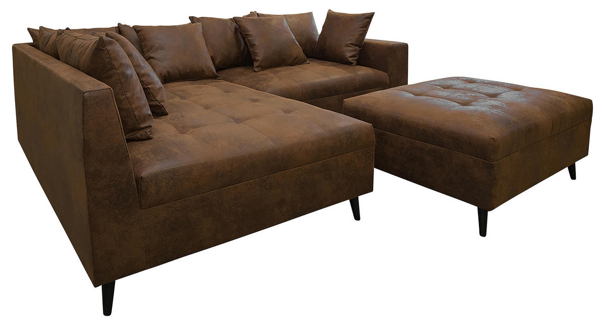 KUTNA GARNITURA tekstil  smeđa   - crna/smeđa, Design, tekstil/drvo (174/247cm) - MID.YOU