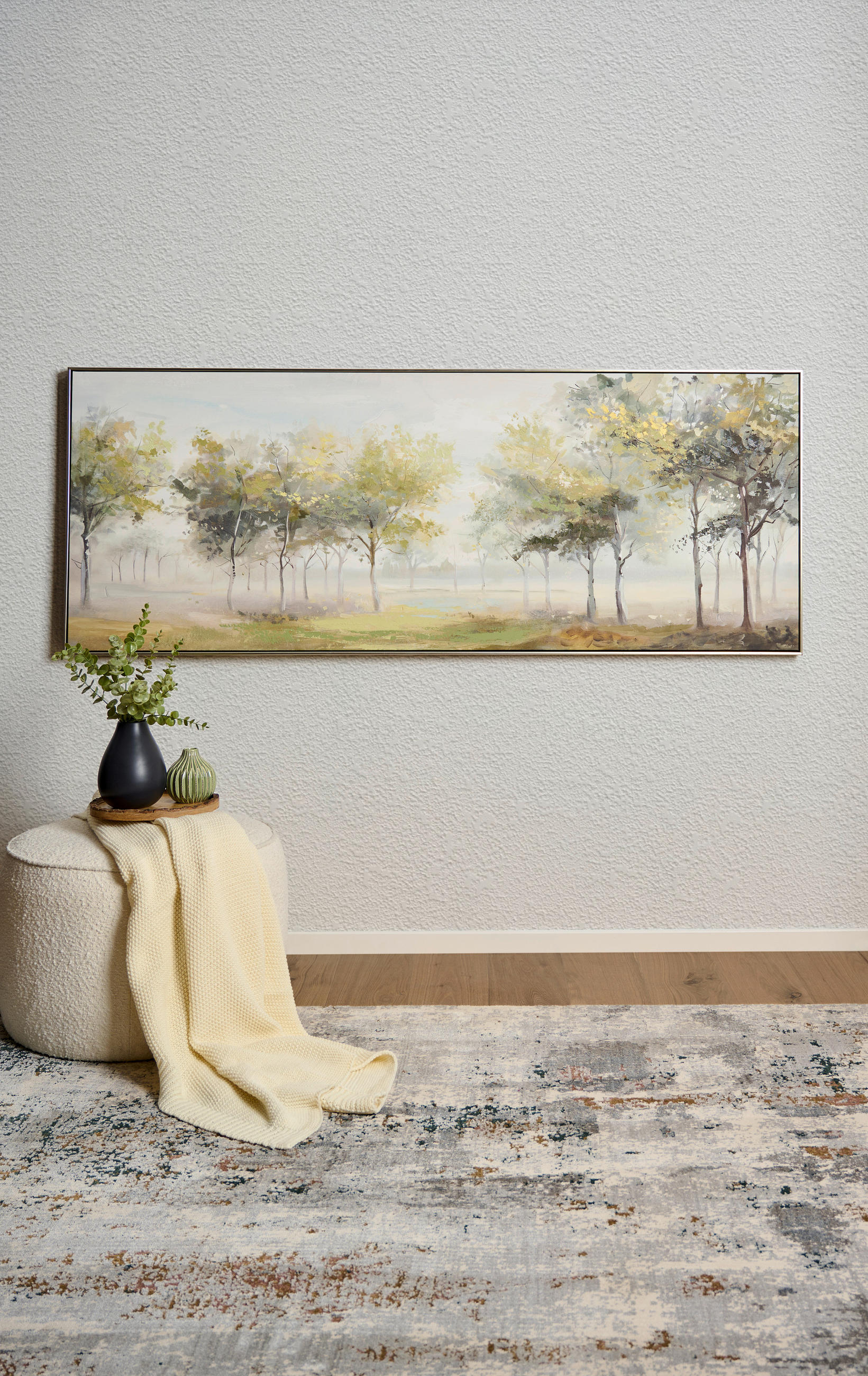 SLIKA 180/70 cm - srebrne boje/zelena, Natur, drvo/tekstil (180/70cm) - Monee
