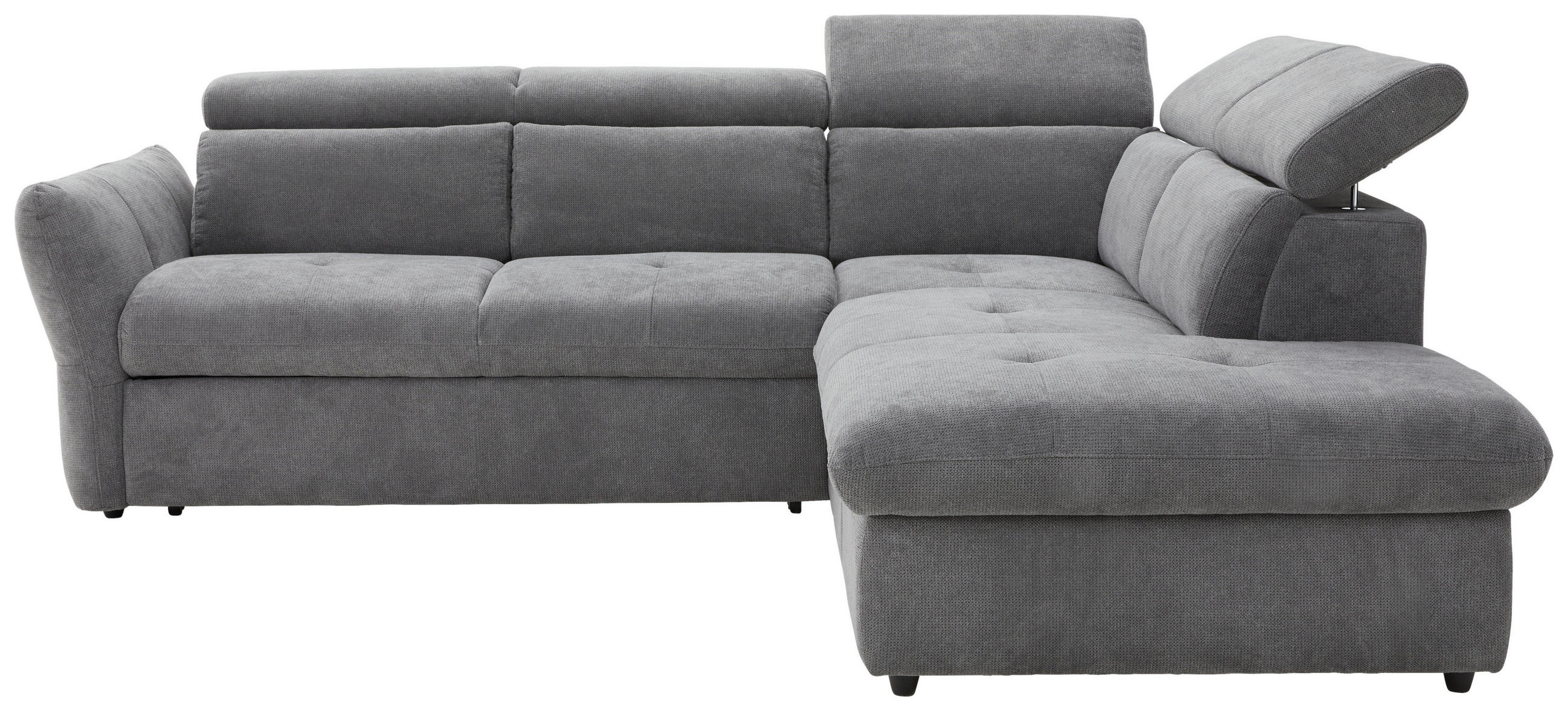ECKSOFA Dunkelgrau Mikrofaser  - Dunkelgrau/Schwarz, Design, Kunststoff/Textil (254/224cm) - Stylife