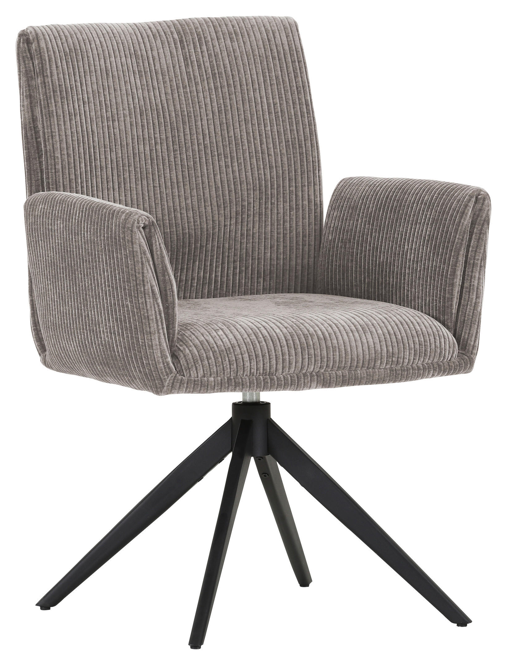 ARMLEHNSTUHL  Stoffauswahl, Sitzfläche 360° drehbar, automatische Rückholfunktion Cord  - Taupe/Schwarz, Design, Textil/Metall (65/90/60cm) - Novel