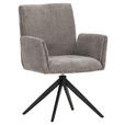 ARMLEHNSTUHL  Stoffauswahl, Sitzfläche 360° drehbar, automatische Rückholfunktion Cord  - Taupe/Schwarz, Design, Textil/Metall (65/90/60cm) - Novel