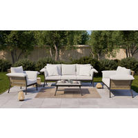 GARTENSET 4-teilig  - Anthrazit/Hellgrau, LIFESTYLE, Glas/Textil (195/80/75cm) - Amatio