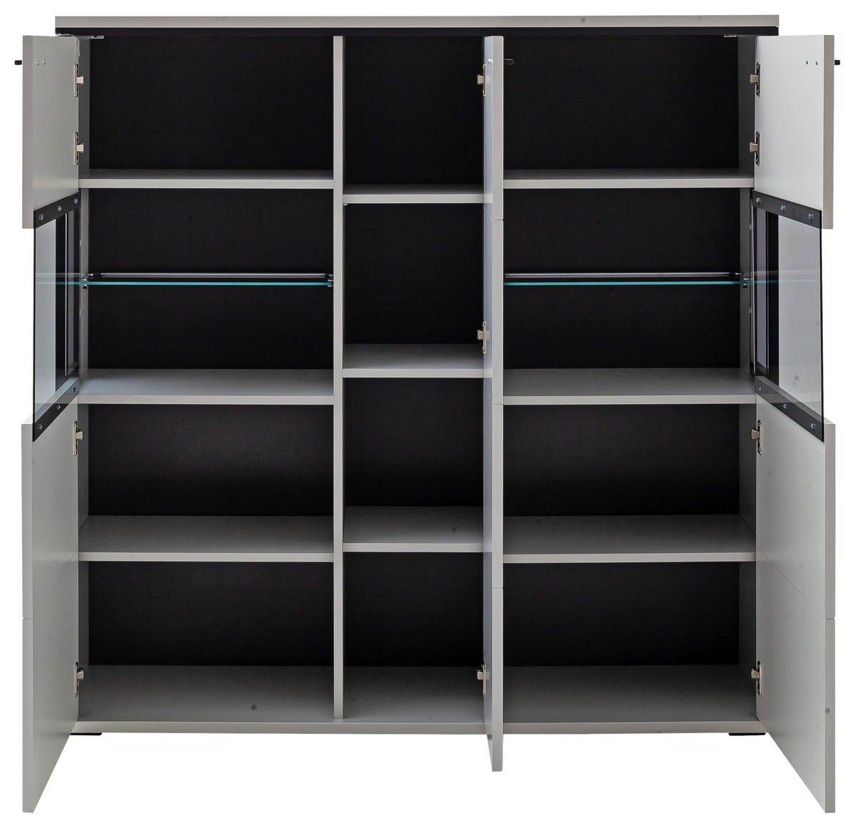 HIGHBOARD Schwarz, Weiss  134/136/38 cm  - Weiss/Schwarz, Design, Glas/Holzwerkstoff (134/136/38cm) - Stylife