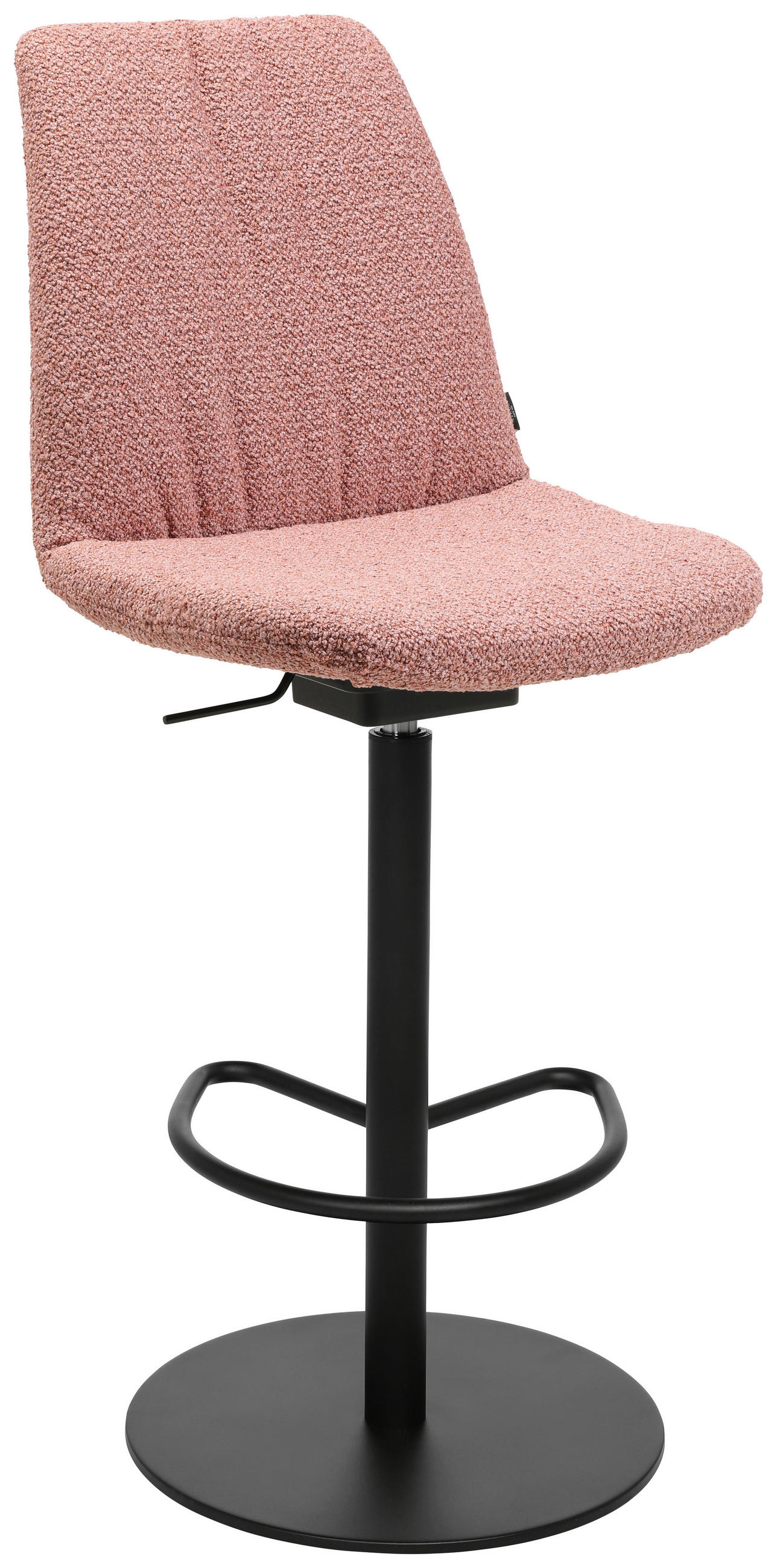 BARHOCKER Flachgewebe Rosa Stahl Sitzfläche 360° drehbar, Lederauswahl, Stoffauswahl  - Schwarz/Rosa, Design, Textil/Metall (59/115,5-126/39cm) - Johann Jakob
