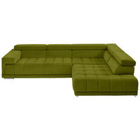 ECKSOFA Mikrofaser Grün  - Chromfarben/Grün, Design, Textil/Metall (326/222cm) - Beldomo Speed