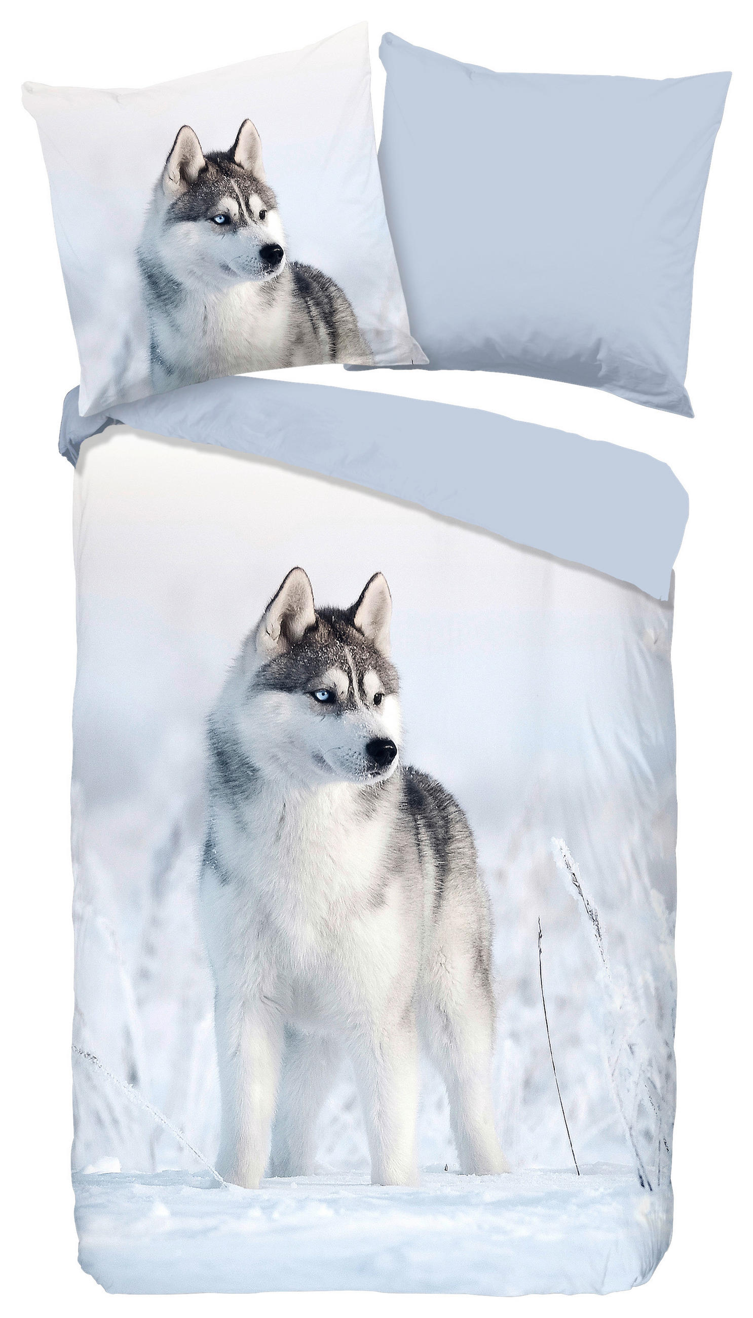 WENDEBETTWÄSCHE Sachar Renforcé 155/220 cm  - Blau/Hellblau, Natur, Textil (155/220cm)