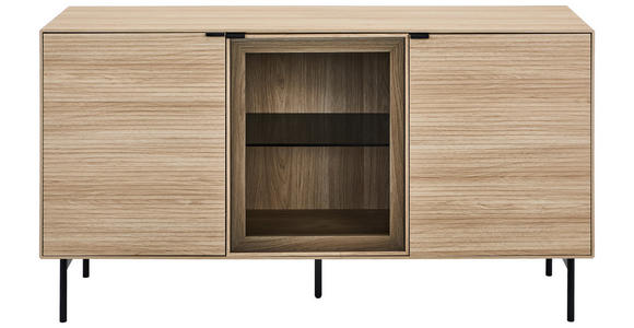 SIDEBOARD  150/80/40 cm  - Eichefarben/Schwarz, KONVENTIONELL, Glas/Holzwerkstoff (150/80/40cm) - Xora