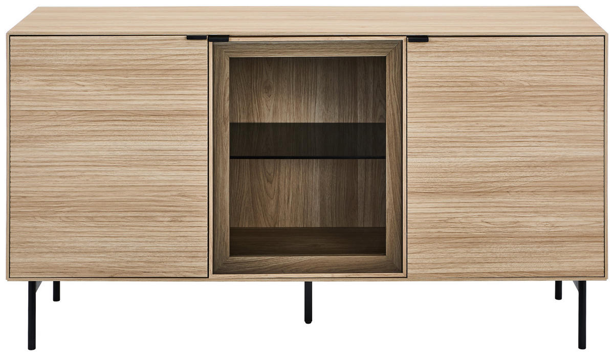 SIDEBOARD  150/80/40 cm  - Eichefarben/Schwarz, KONVENTIONELL, Glas/Holzwerkstoff (150/80/40cm) - Xora