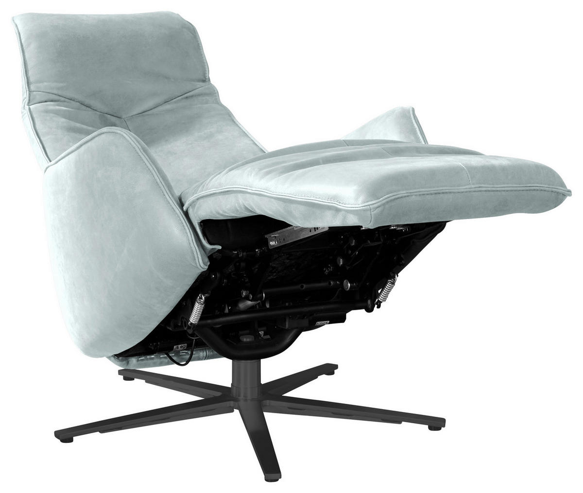 RELAXSESSEL in Leder Hellblau  - Anthrazit/Hellblau, Design, Leder/Metall (71/114/84cm) - Johann Jakob