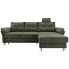 ECKSOFA in Chenille Dunkelgrün  - Dunkelgrün/Naturfarben, Modern, Holz/Textil (250/176cm) - Livetastic