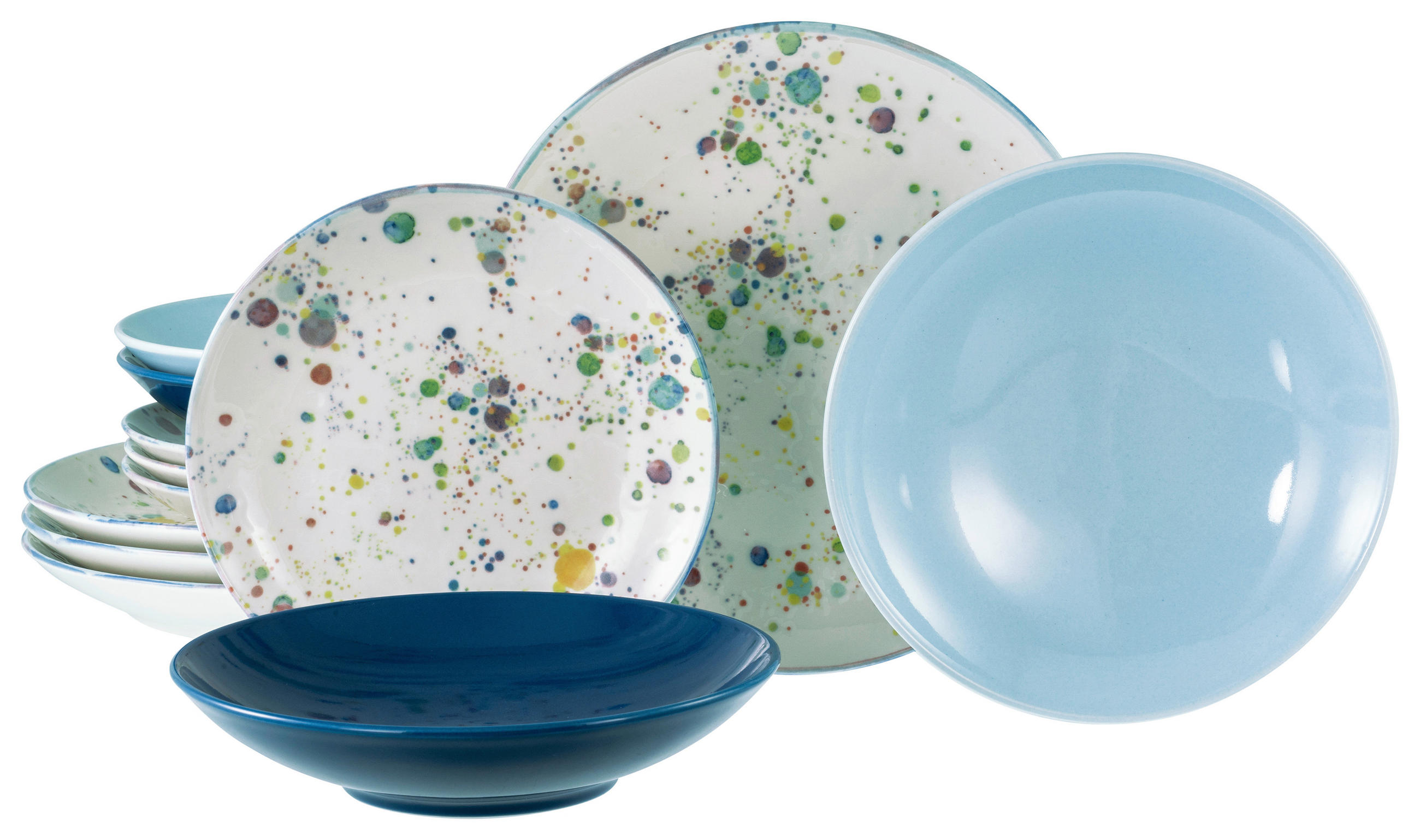 TAFELSERVICE Blau, Multicolor, Pastellblau Candy Drops Mix 12-teilig  - Blau/Pastellblau, Basics, Keramik - Creatable