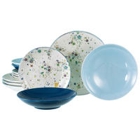 TAFELSERVICE Candy Drops Mix 12-teilig  - Blau/Pastellblau, Basics, Keramik - Creatable
