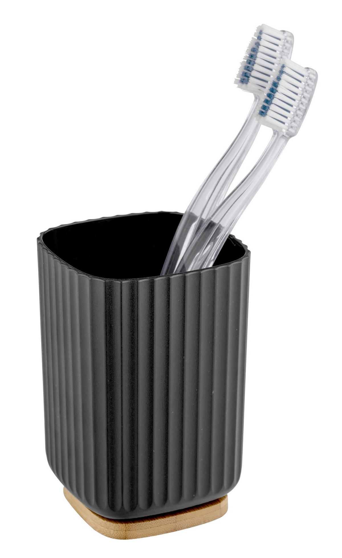 ZAHNPUTZBECHER  - Schwarz/Naturfarben, Basics, Naturmaterialien/Kunststoff (8,5/11/8,5cm) - Wenko
