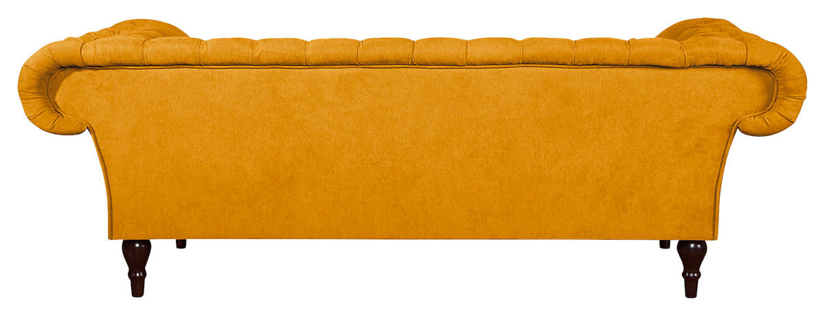 3-SITZER-SOFA in Mikrofaser Senfgelb  - Senfgelb/Braun, Design, Holz/Textil (232/79/97cm) - Livetastic