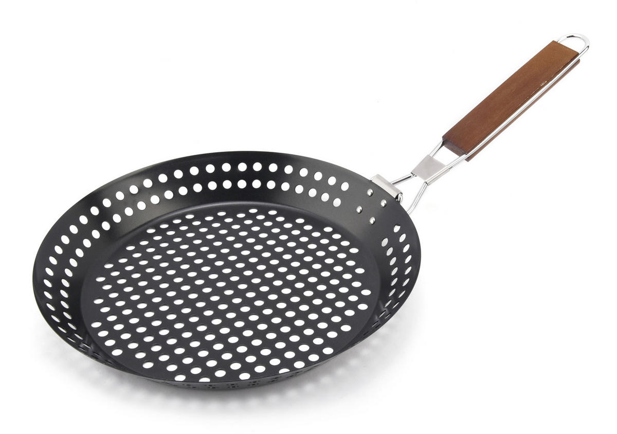 GRILLPFANNE 30,5 cm  - Schwarz/Naturfarben, Basics, Holz/Metall (30,5cm) - Landscape