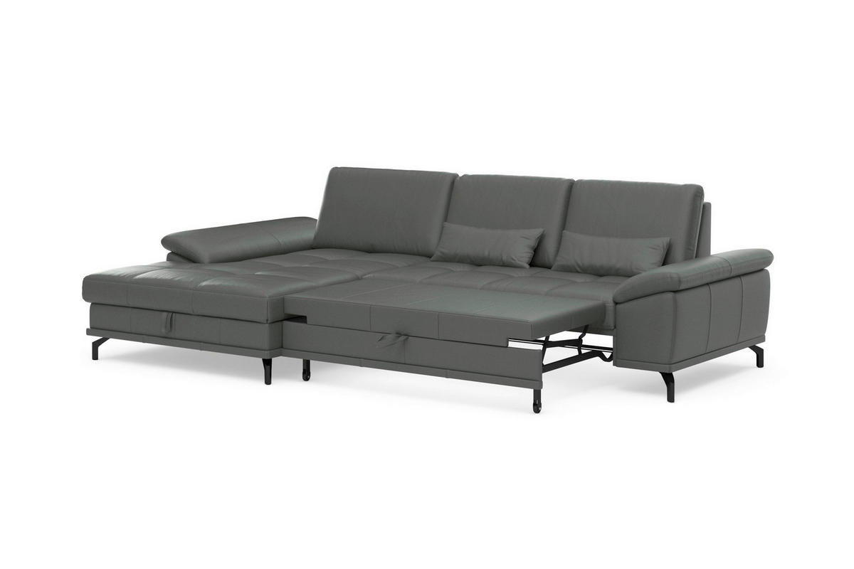 ROHOVÁ SEDAČKA, kůže, antracitová - černá/antracitová, Basics, kov/kůže (176/301cm) - Sit & More