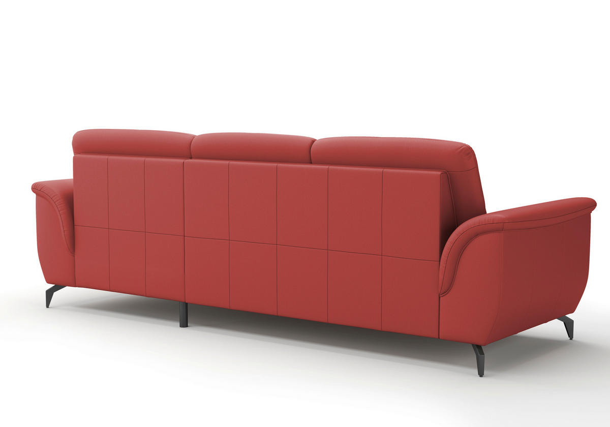 ECKSOFA in Echtleder Rot  - Rot/Schwarz, Modern, Leder/Metall (262/164cm) - Sit & More