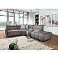 ECKSOFA Grau Flachgewebe  - Schwarz/Grau, MODERN, Kunststoff/Textil (235/275cm) - Landscape