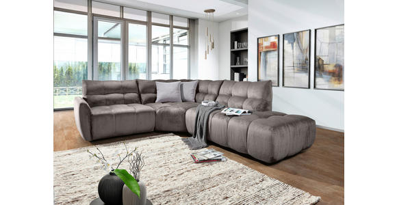 ECKSOFA Grau Flachgewebe  - Schwarz/Grau, MODERN, Kunststoff/Textil (235/275cm) - Landscape