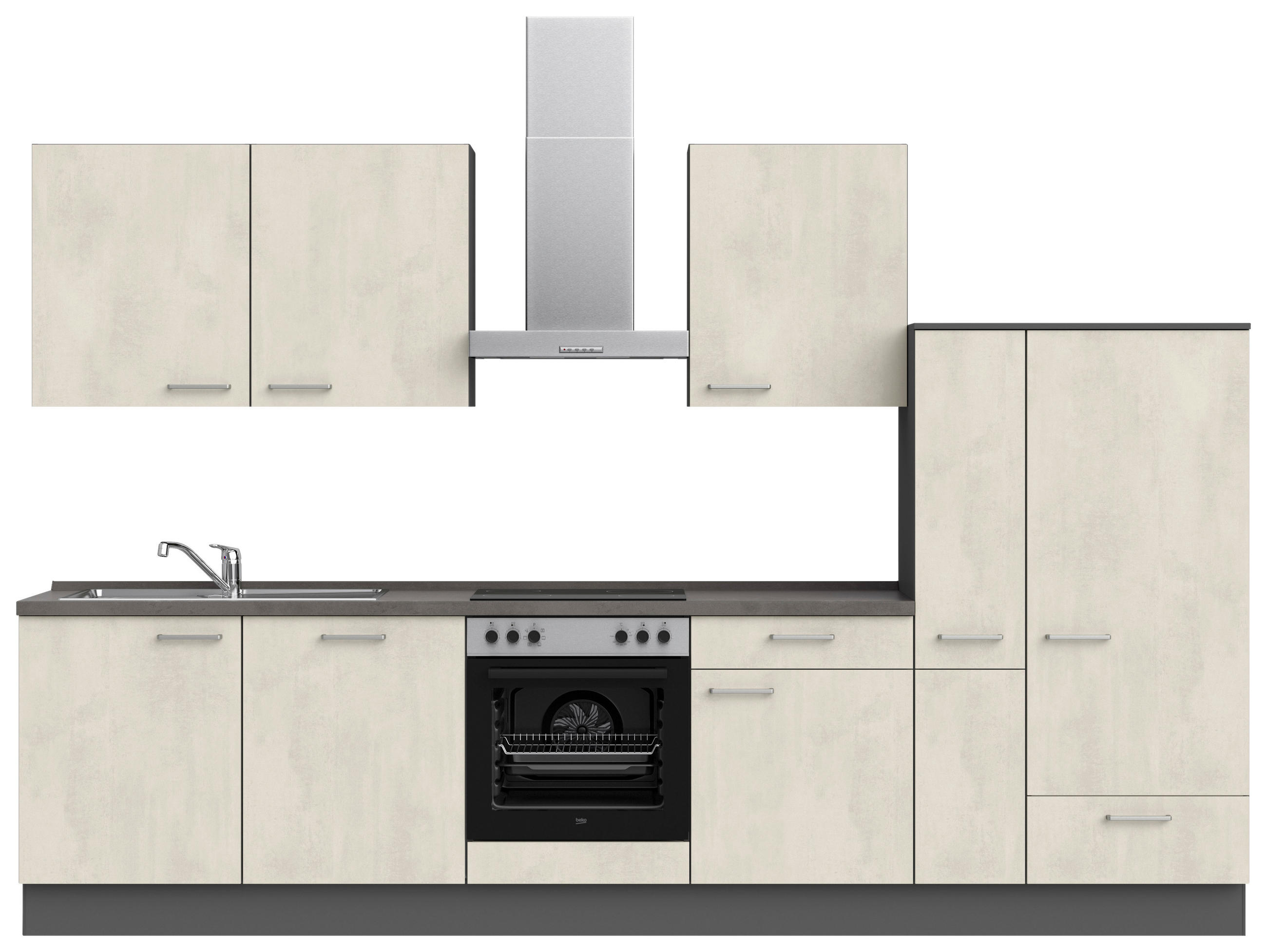BUCĂTĂRIE FĂRĂ ELECTROCASNICE  - ardeziu/alb, Modern, metal/material pe bază de lemn (330cm) - Nobilia