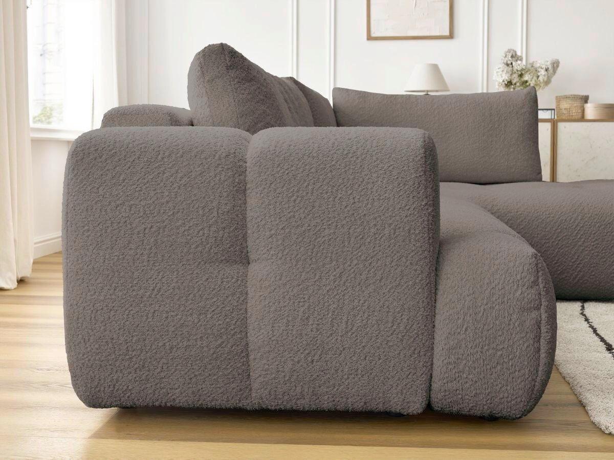 ECKSCHLAFSOFA FUJI Bouclé Taupe  inkl.  - Taupe/Schwarz, MODERN, Kunststoff/Textil (282/204cm)