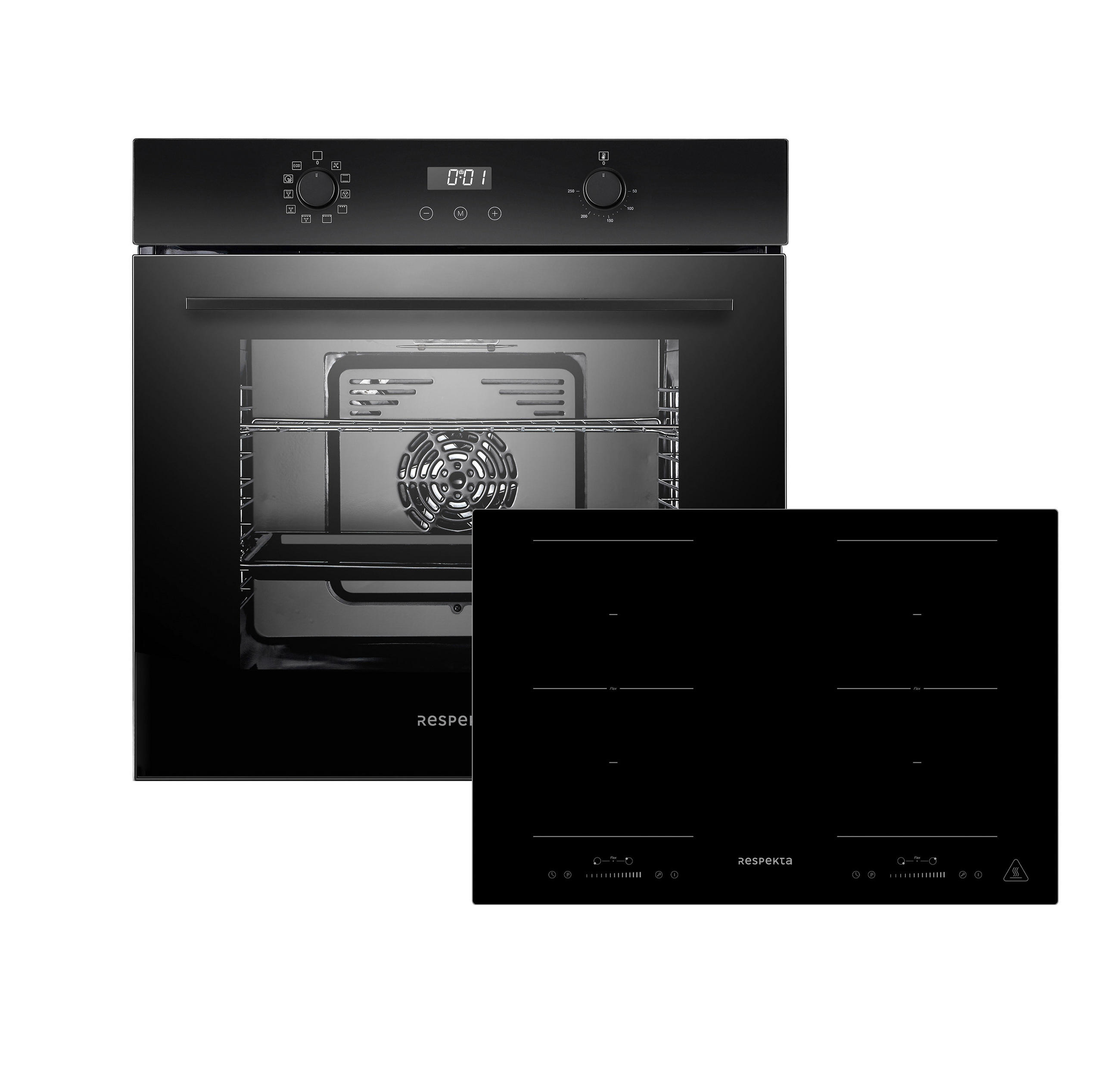 Respekta Backofenset Schwarz 59.5x59.9x56.5 cm