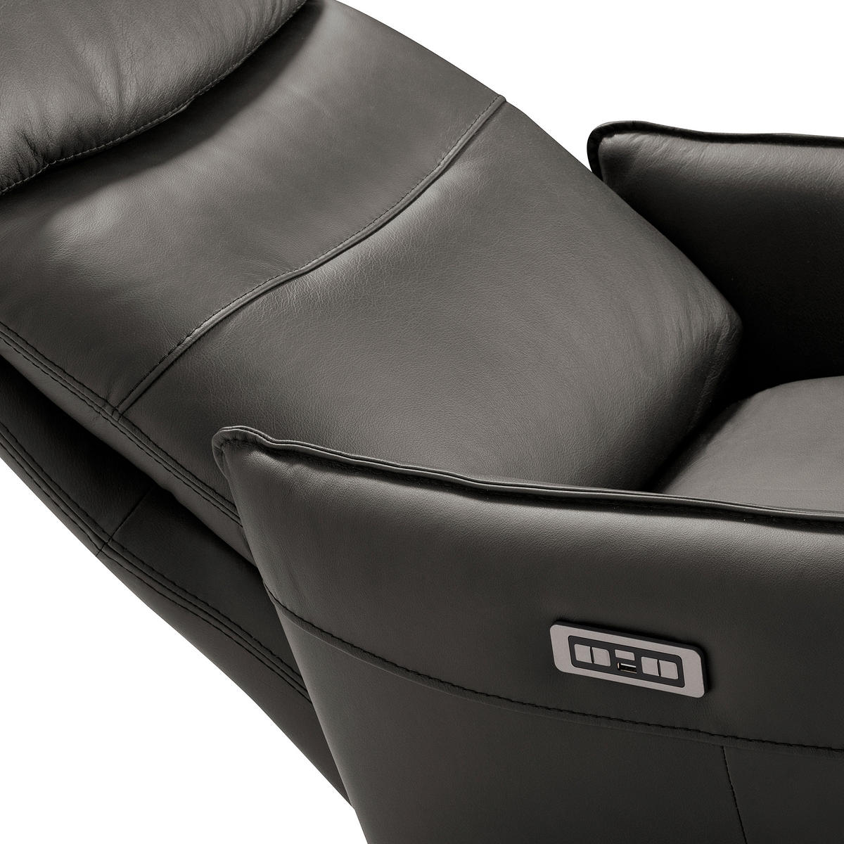 RELAXSESSEL in Leder Anthrazit  - Anthrazit/Schwarz, Design, Leder/Metall (77/107/88cm) - Livetastic
