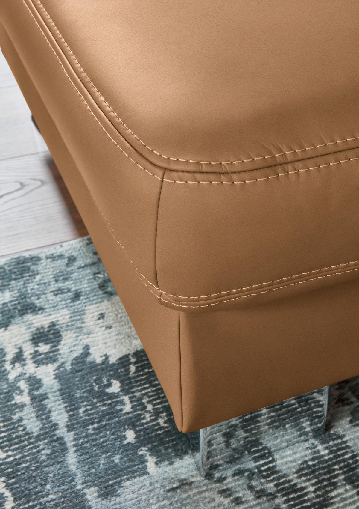 ECKSOFA  in Echtleder Hellbraun  235/248 cm  - Hellbraun/Alufarben, Design, Leder/Metall (235/248cm) - Beldomo Premium