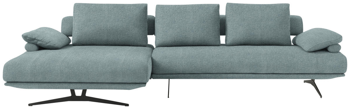 ECKSOFA in Chenille Blau  - Blau/Schwarz, Design, Textil/Metall (334/168cm) - Dieter Knoll