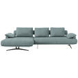 ECKSOFA  in Chenille Blau  334/168 cm  - Blau/Schwarz, Design, Textil/Metall (334/168cm) - Dieter Knoll