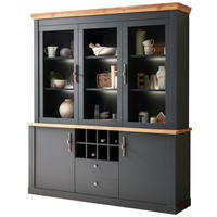 WOHNWAND 2-teilig  in Anthrazit, Eiche Wotan   - Anthrazit/Silberfarben, Design, Holzwerkstoff/Metall - MID.YOU