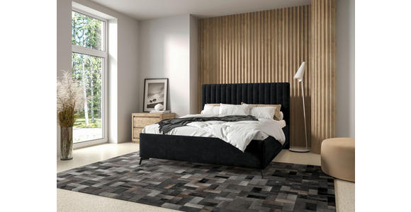 POLSTERBETT gepolstertes Kopfteil, Lattenrost, Bettkasten Schwarz 180/200 cm - Schwarz, KONVENTIONELL, Holz/Textil (180/200cm) - Hom`in