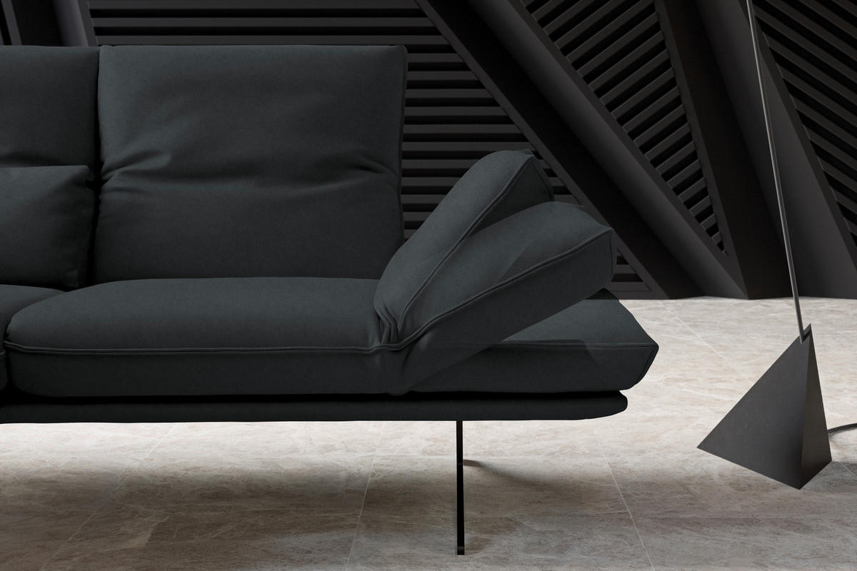 ECKSOFA  in Echtleder Grau  130/210 cm  - Gelb/Schwarz, Design, Leder/Metall (130/210cm) - Dieter Knoll