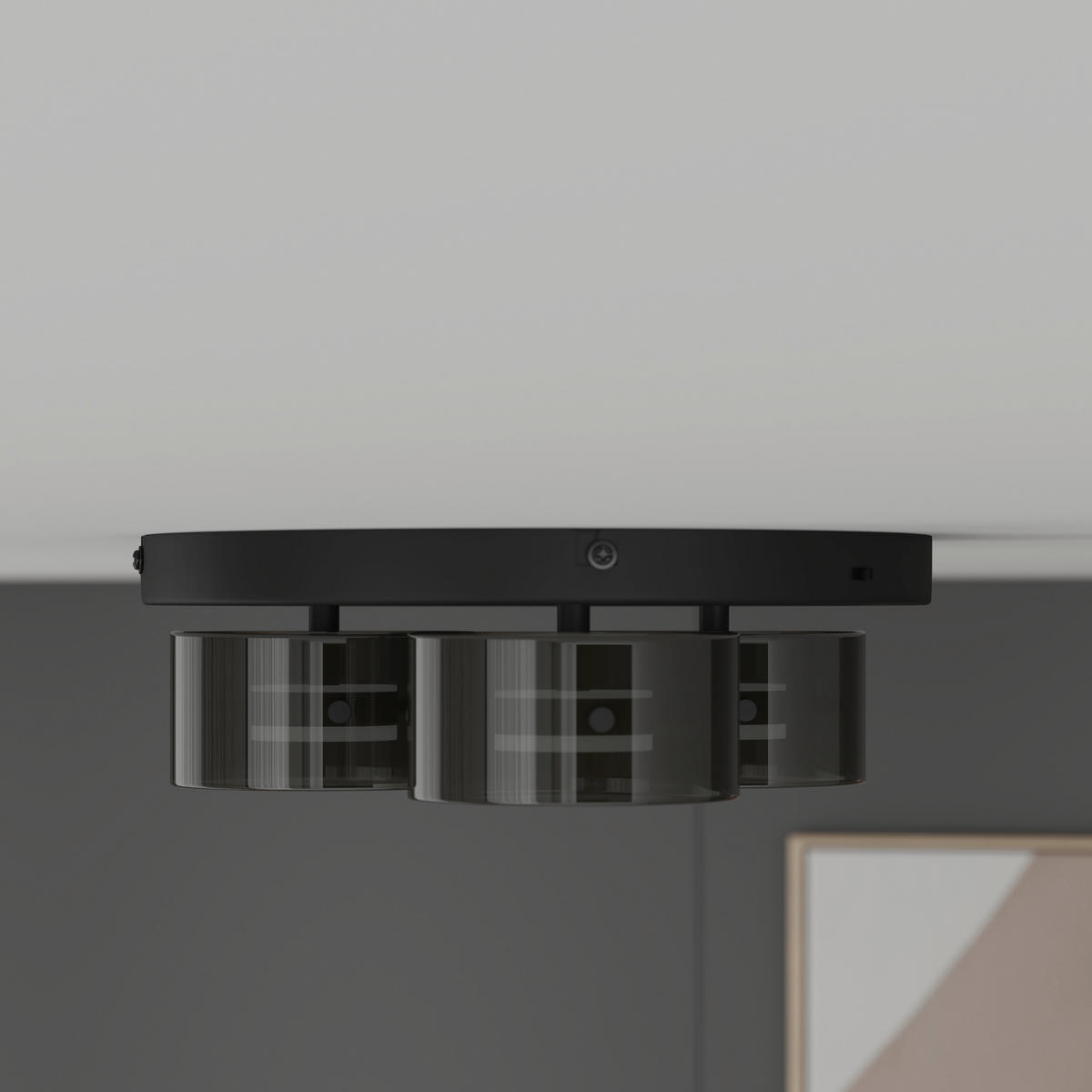 LED-DECKENLEUCHTE 41/12 cm   - Schwarz, Design, Glas/Kunststoff (41/12cm) - Novel