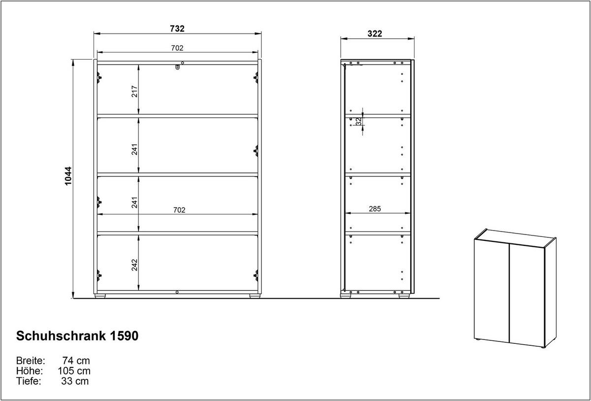 GARDEROBE 2-teilig  in 74/200/33 cm  - Eichefarben/Weiß, Design, Holzwerkstoff (74/200/33cm) - Germania
