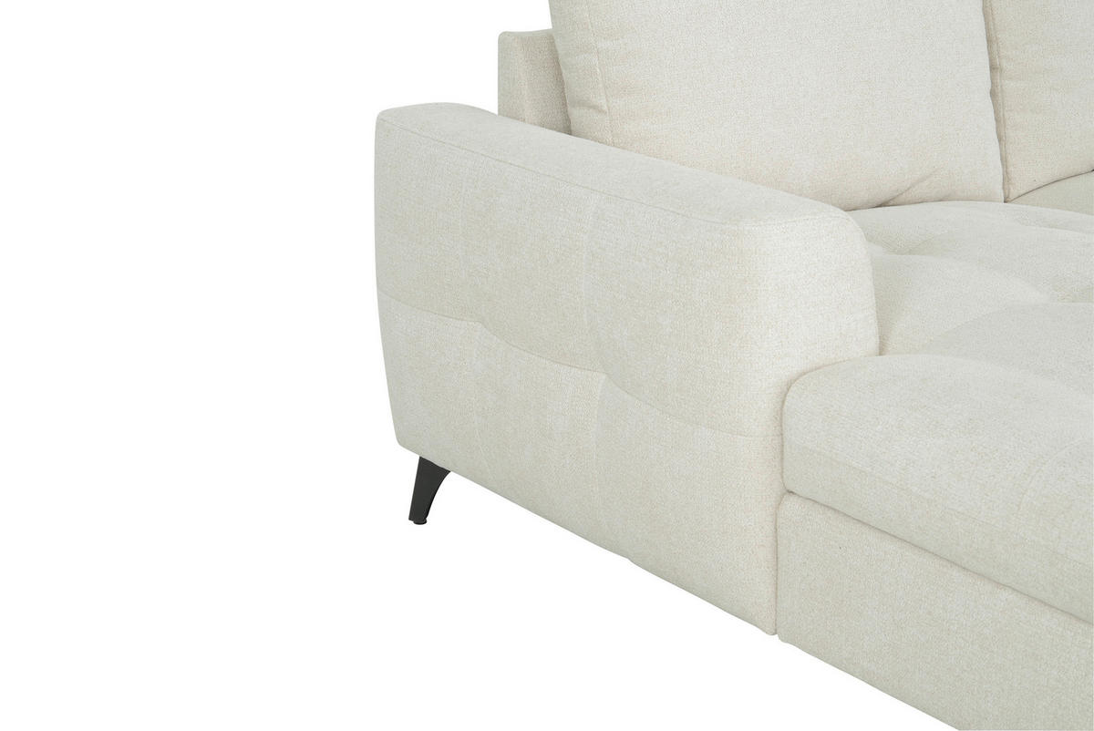 WOHNLANDSCHAFT Beige Chenille  - Beige/Schwarz, KONVENTIONELL, Textil/Metall (188/340/160cm) - Xora
