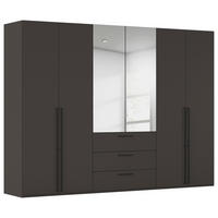 DREHTÜRENSCHRANK 301/235/61 cm,  in Graphitfarben, 6-türig  - Chromfarben/Schwarz, Basics, Glas/Holzwerkstoff (301/235/61cm) - Novel