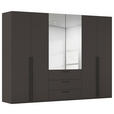 DREHTÜRENSCHRANK 301/235/61 cm,  in Graphitfarben, 6-türig  - Chromfarben/Schwarz, Basics, Glas/Holzwerkstoff (301/235/61cm) - Novel