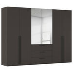 DREHTÜRENSCHRANK 301/223/61 cm,  in Graphitfarben, 6-türig  - Chromfarben/Schwarz, Basics, Glas/Holzwerkstoff (301/223/61cm) - Novel