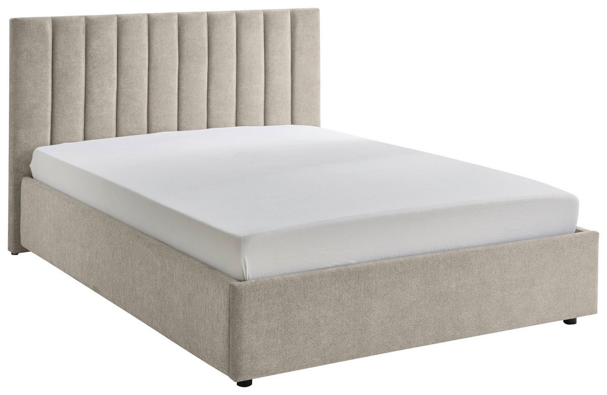 POLSTERBETT 140/200 cm  in Beige  - Beige/Schwarz, Design, Holz/Textil (140/200cm) - Boxxx