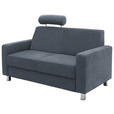 2-SITZER-SOFA in Flachgewebe Blau  - Chromfarben/Blau, Design, Textil/Metall (158/83/85cm) - Xora