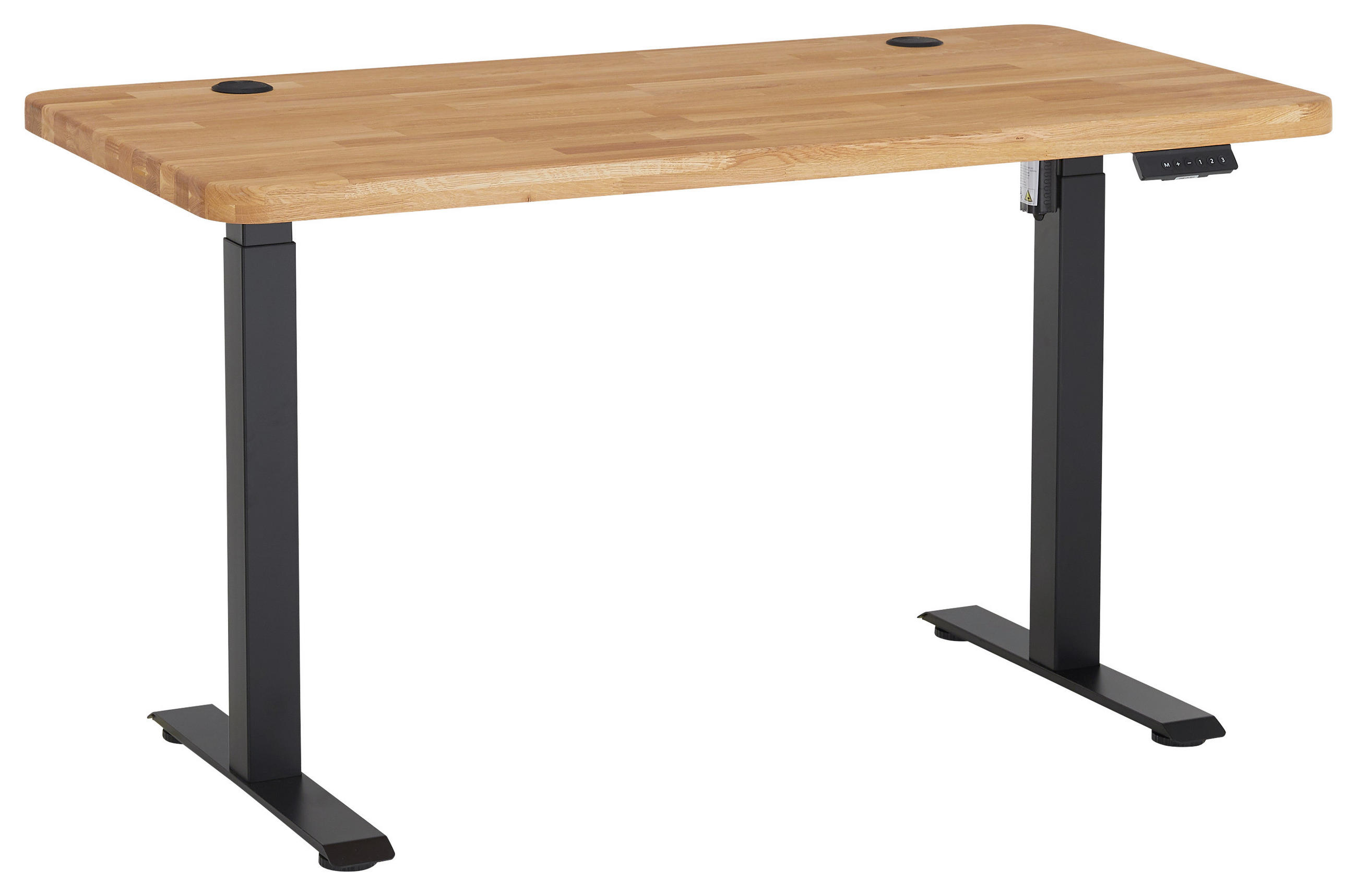 SCHREIBTISCH 140/70/76-119 cm Eichefarben elektrisch höhenverstellbar  - Eichefarben/Schwarz, MODERN, Holz/Metall (140/70/76-119cm) - Linea Natura